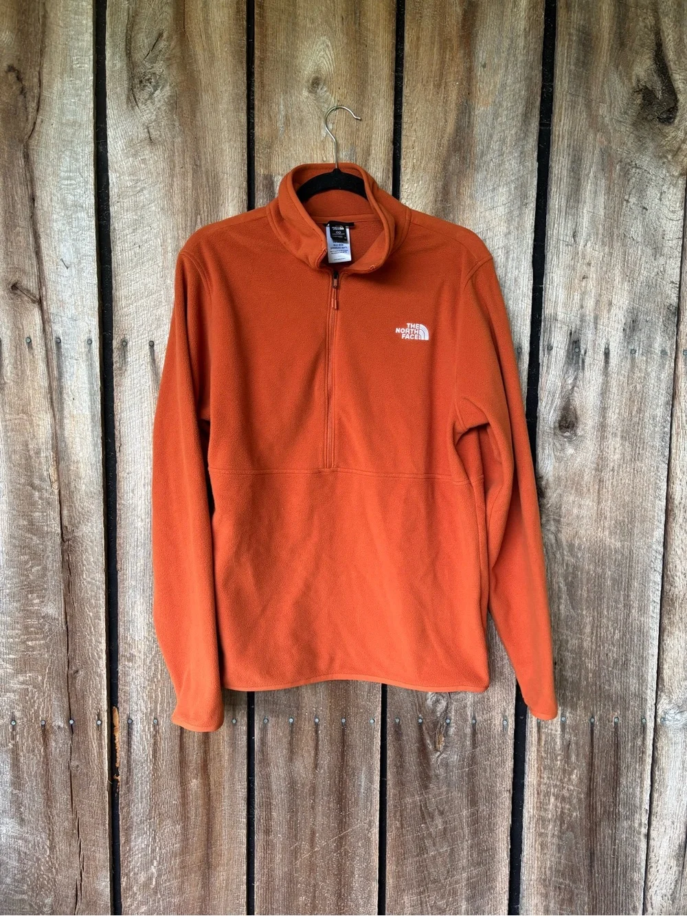 The North Face Men's Medium Orange Quarter Zip Fleece Pullover Outdoor Hiking
